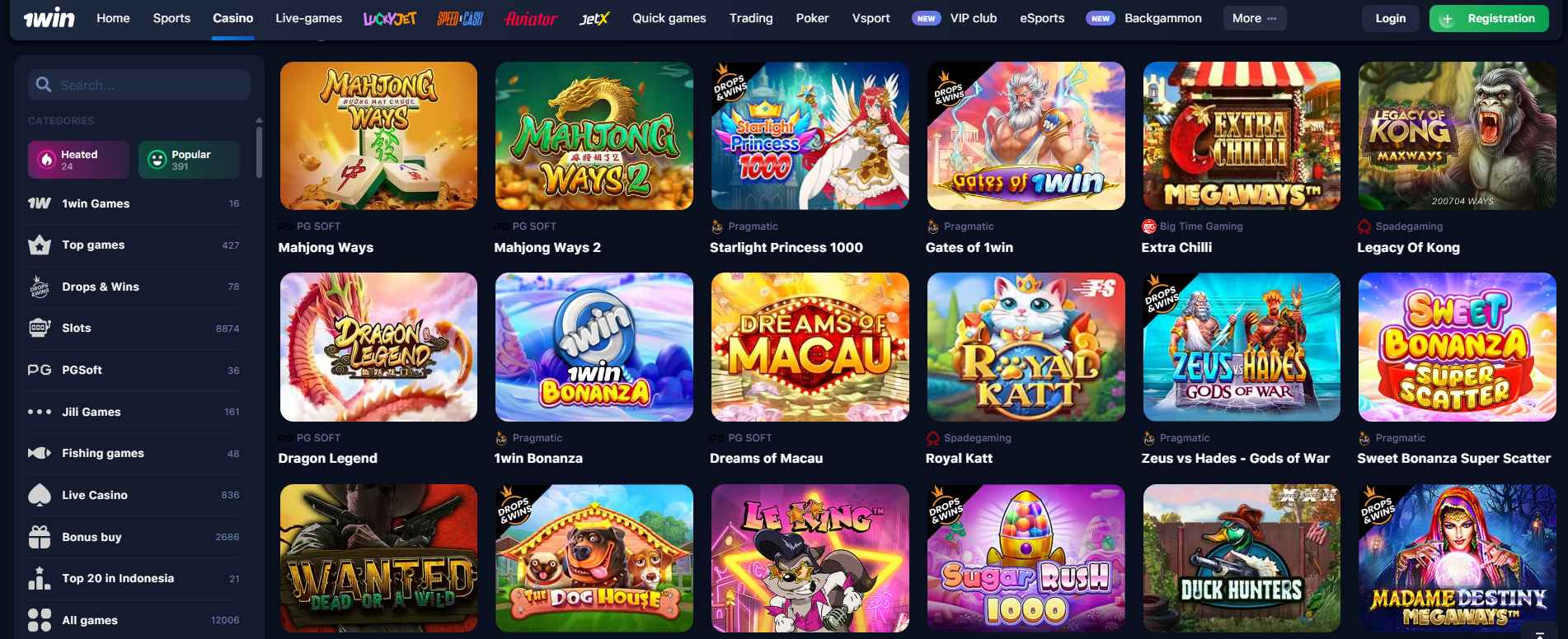 Jackpot games available now at 1win Bangladesh trusted casino